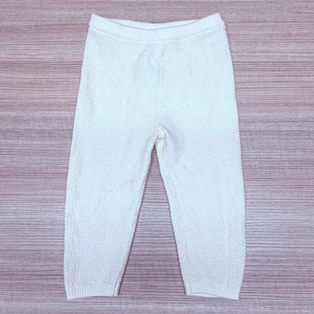 Carters Little Planet Organic Baby Waffle Knit Pull On Pants 12M Cream Play